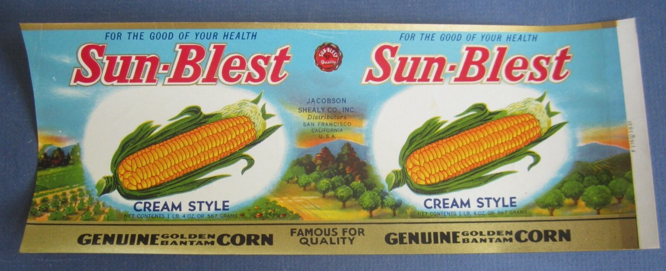 Sun-Blest Golden Bantam Corn vintage can label