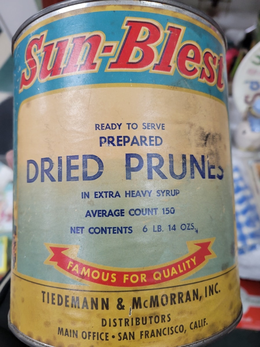 Sun-Blest Dried Prunes vintage can